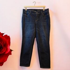 Talbots Women's Dark Blue Straight Leg Jeans Signature Ankle Slimming Style 14P